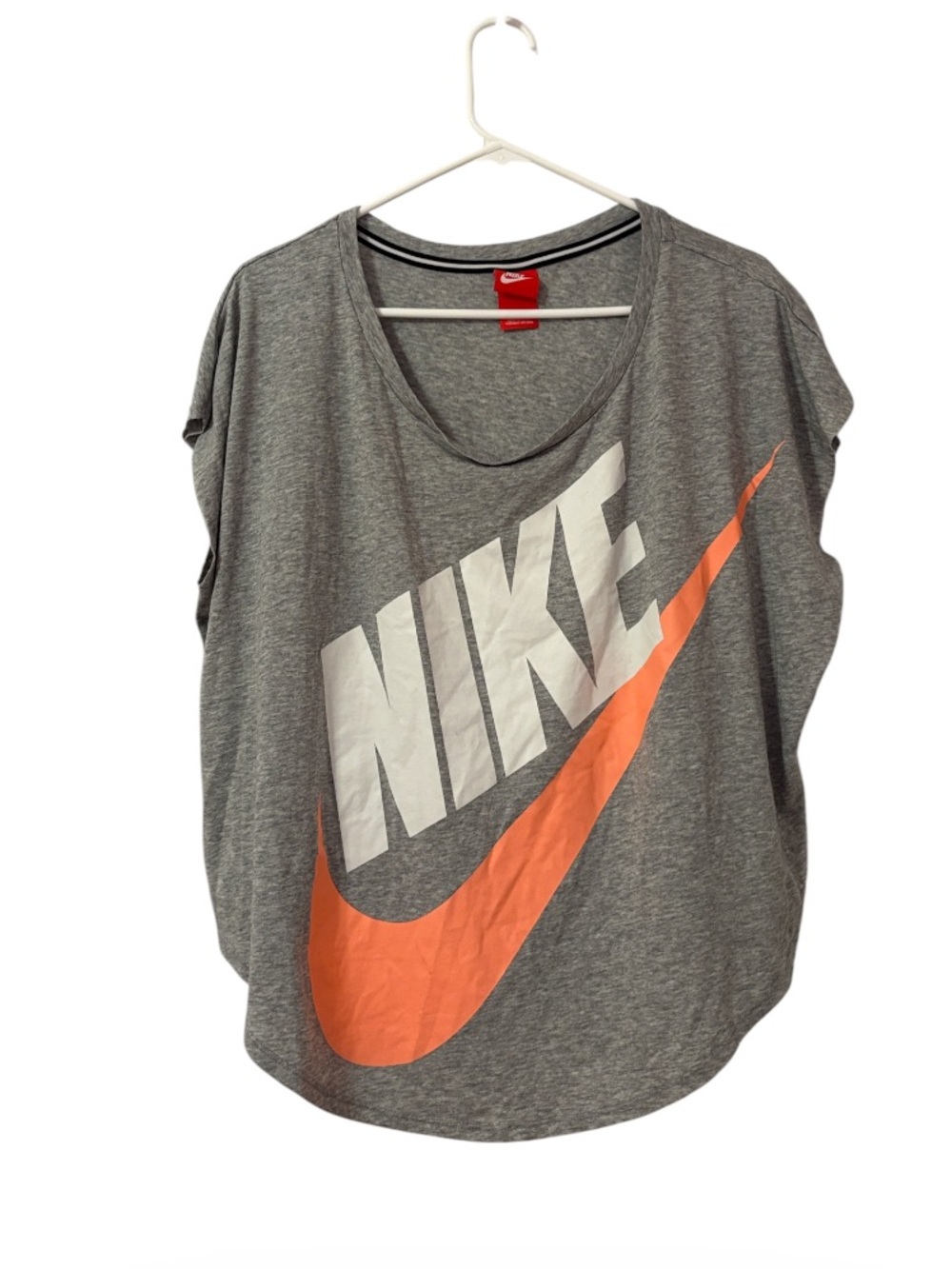 Nike Gray Graphic Swoosh Logo Athletic Tee